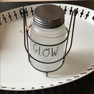 Rae Dunn glass jar lantern.